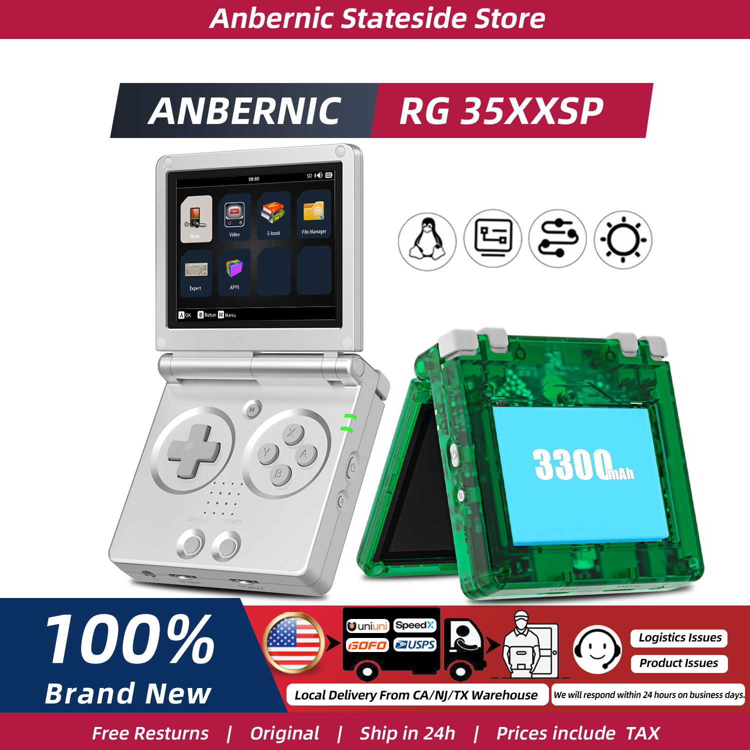 Gaming Console 5 Year Old - ANBERNIC RG35XXSP FILP 3.5 Inch IPS
