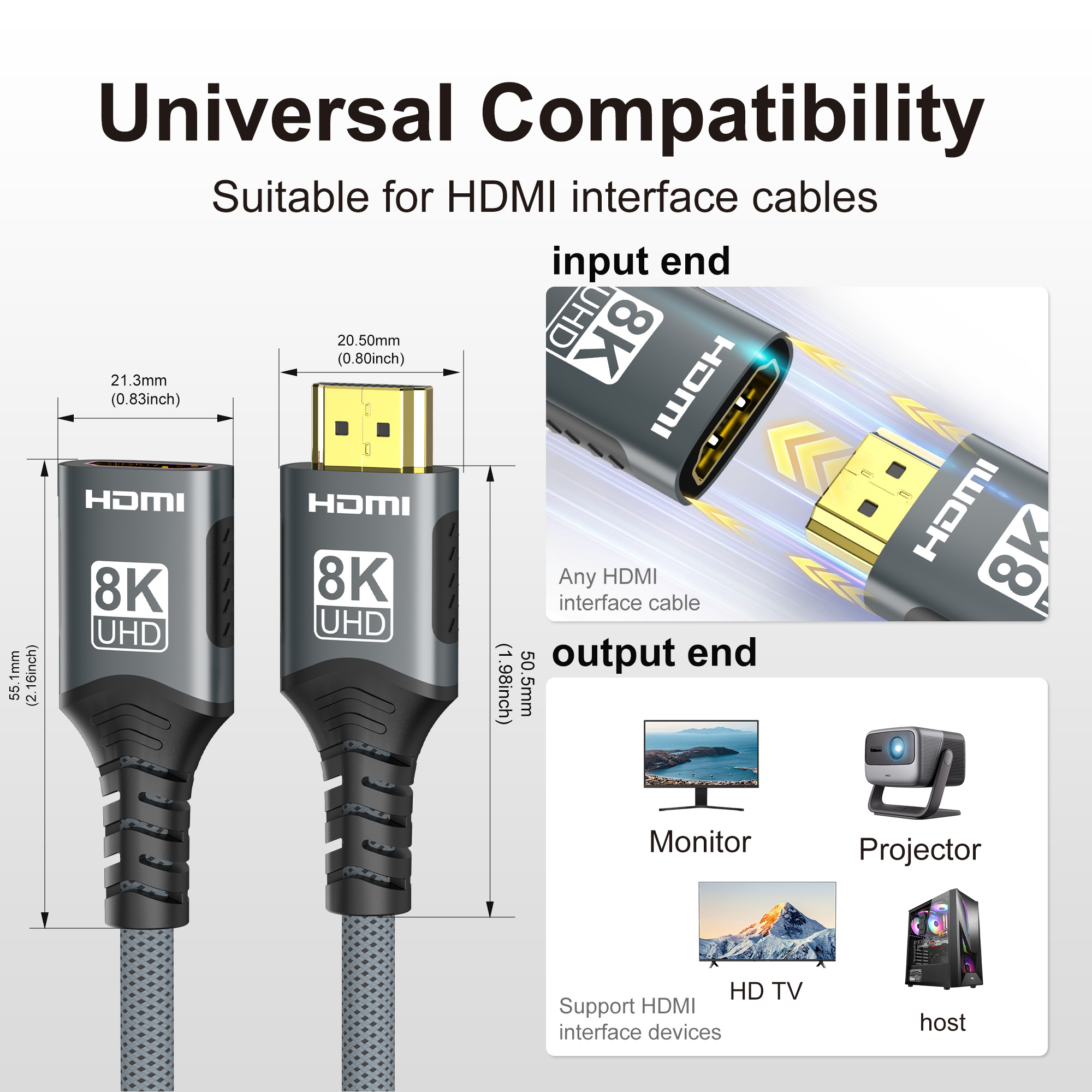 HDMI 2.1 Extension cable 8K HD - Hdmi Cable 2.1 评论和价格