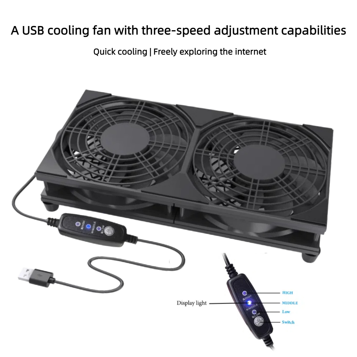 Dual USB Cooling Fan with 3-Sp - Gaming Console With Controller 评论和价格